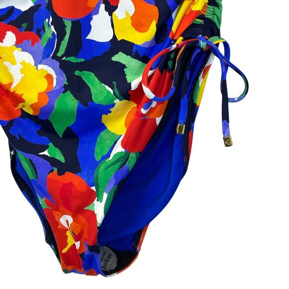 Lauren Ralph Lauren Floral Shirred Plunge One Piece Swimsuit Women’s 14 NWT - Picture 6 of 9